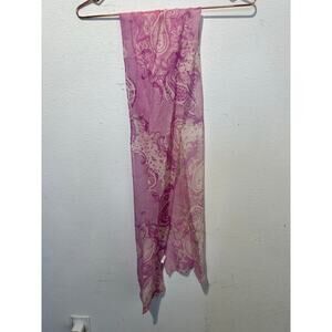 Unbranded Vintage Pink Paisley 100% Wool Sheer Western Scarf Wrap
